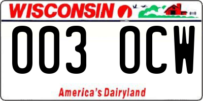 WI license plate 003OCW