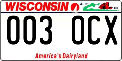 WI license plate 003OCX