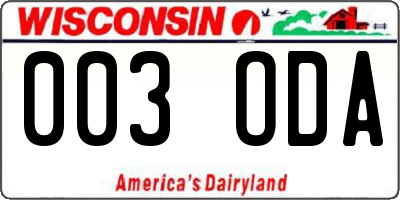 WI license plate 003ODA