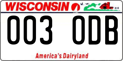 WI license plate 003ODB