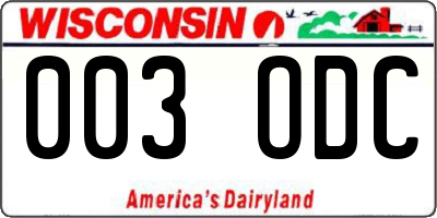 WI license plate 003ODC