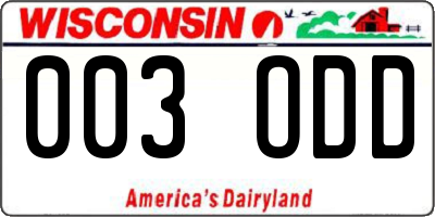 WI license plate 003ODD