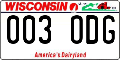 WI license plate 003ODG