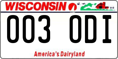 WI license plate 003ODI