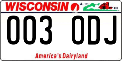 WI license plate 003ODJ