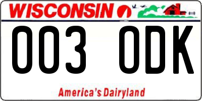 WI license plate 003ODK