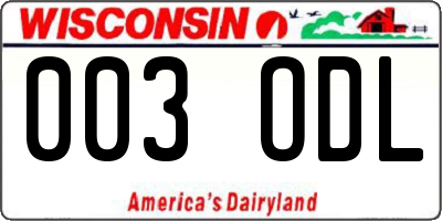 WI license plate 003ODL