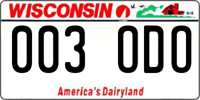 WI license plate 003ODO