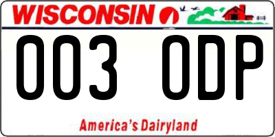WI license plate 003ODP