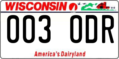 WI license plate 003ODR