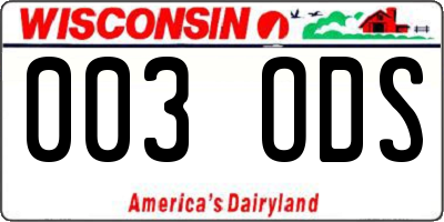WI license plate 003ODS