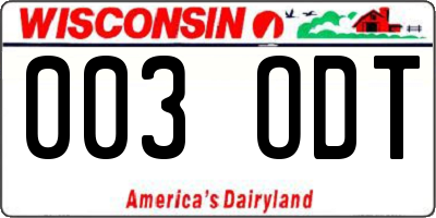 WI license plate 003ODT