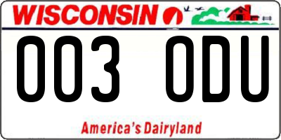 WI license plate 003ODU