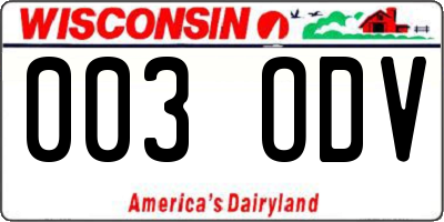 WI license plate 003ODV