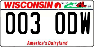 WI license plate 003ODW