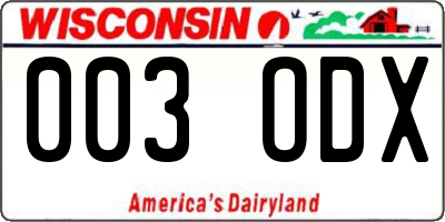 WI license plate 003ODX