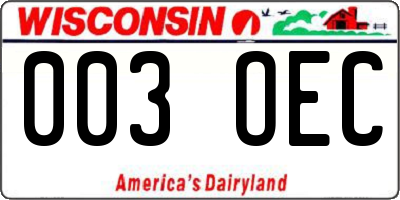 WI license plate 003OEC