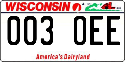WI license plate 003OEE