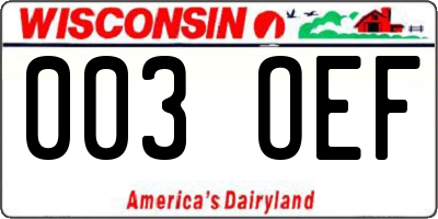 WI license plate 003OEF