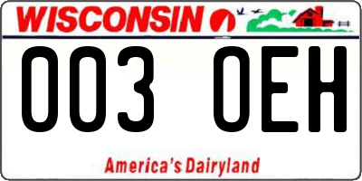 WI license plate 003OEH