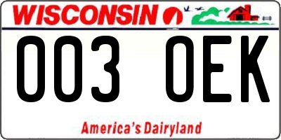 WI license plate 003OEK