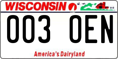 WI license plate 003OEN