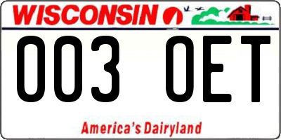 WI license plate 003OET