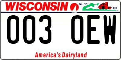 WI license plate 003OEW