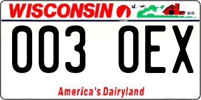 WI license plate 003OEX