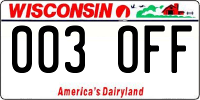WI license plate 003OFF