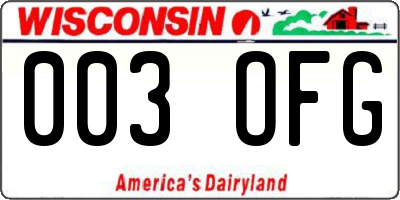 WI license plate 003OFG