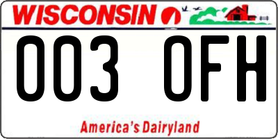 WI license plate 003OFH