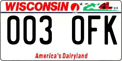 WI license plate 003OFK