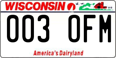 WI license plate 003OFM