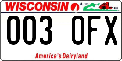 WI license plate 003OFX