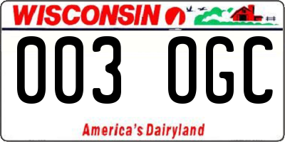 WI license plate 003OGC