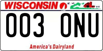 WI license plate 003ONU