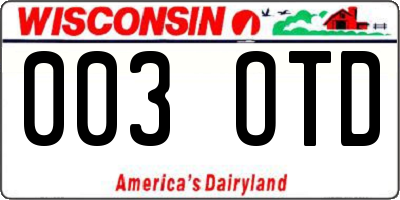 WI license plate 003OTD