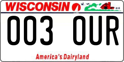 WI license plate 003OUR