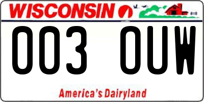 WI license plate 003OUW