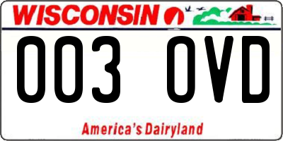 WI license plate 003OVD