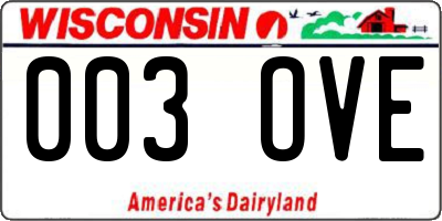 WI license plate 003OVE