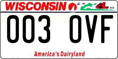 WI license plate 003OVF