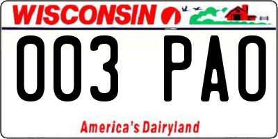 WI license plate 003PAO