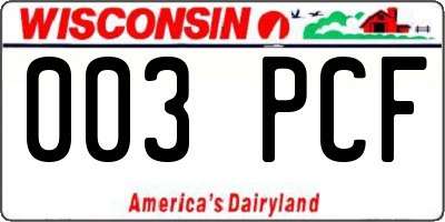 WI license plate 003PCF