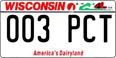 WI license plate 003PCT