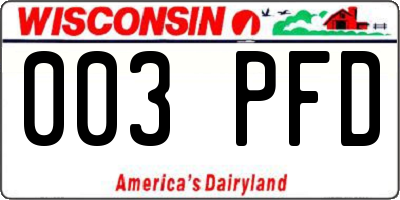 WI license plate 003PFD