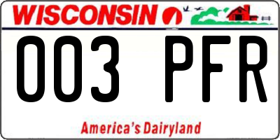 WI license plate 003PFR