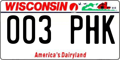 WI license plate 003PHK