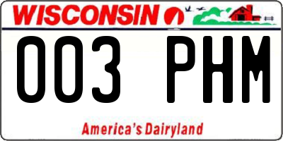 WI license plate 003PHM
